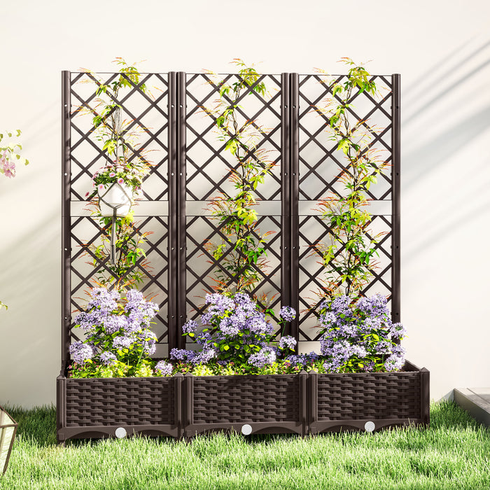 Outsunny Plastic Raised Bed, Garden Box With Trellis, 47\" X 16\" X 48\"
