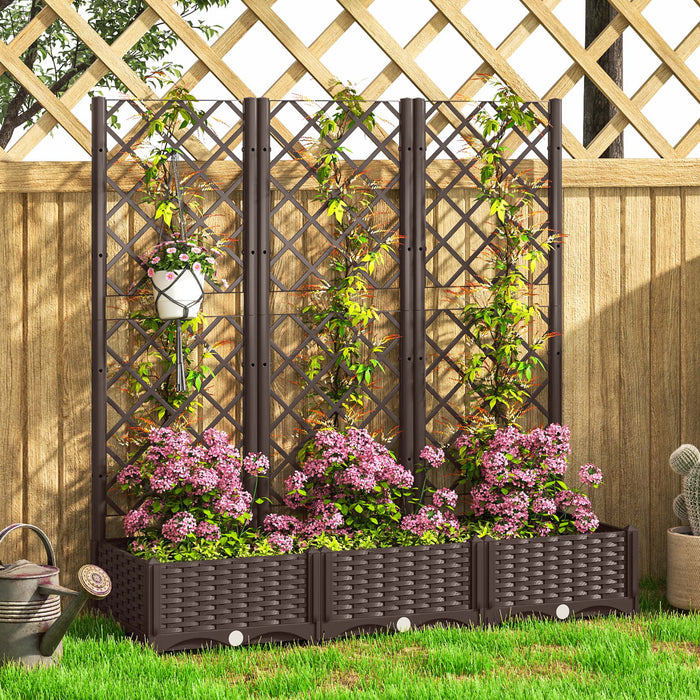 Outsunny Plastic Raised Bed, Garden Box With Trellis, 47\" X 16\" X 48\"
