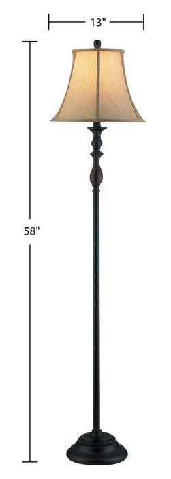 Traditional Antiqued-Bronze 3-Piece Set, Floor and Two Tables Lamps