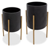 Black and Gold Aztec Iron Planter - Set of 2
