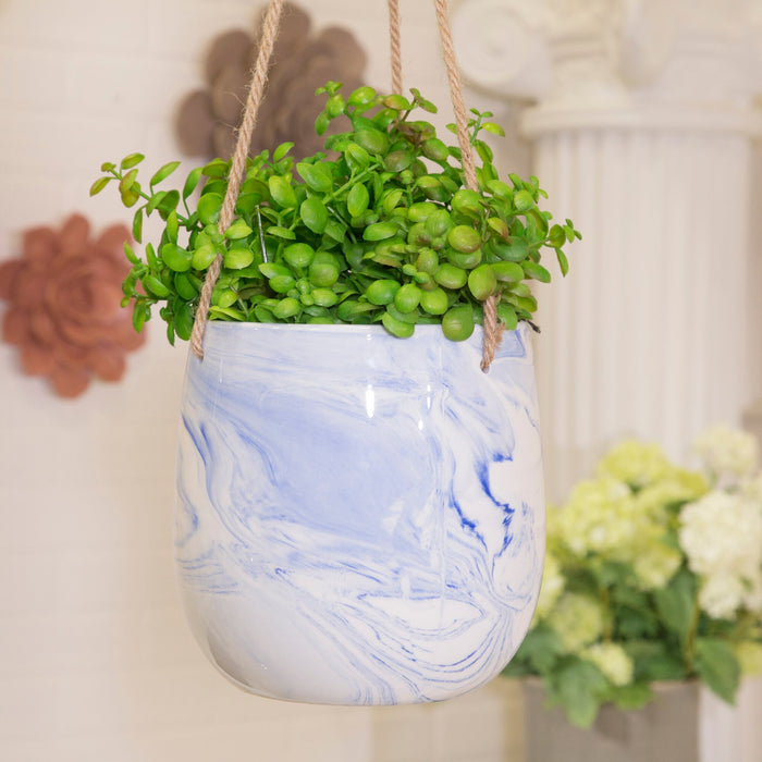 Blue Marble Hanging Planter