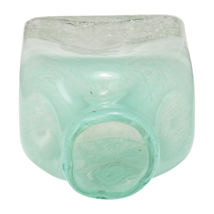 Aqua Haze 10\" Glass Bottle Vase