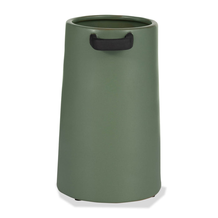 Dark Sage 9\" Ceramic Eared Vase