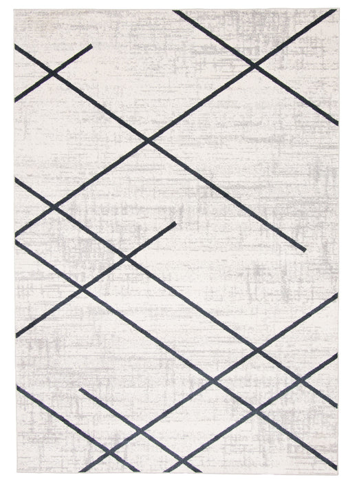 Damali Ivory/Blue Machine Washable Area Rug - 3'0\" x 5'0\"