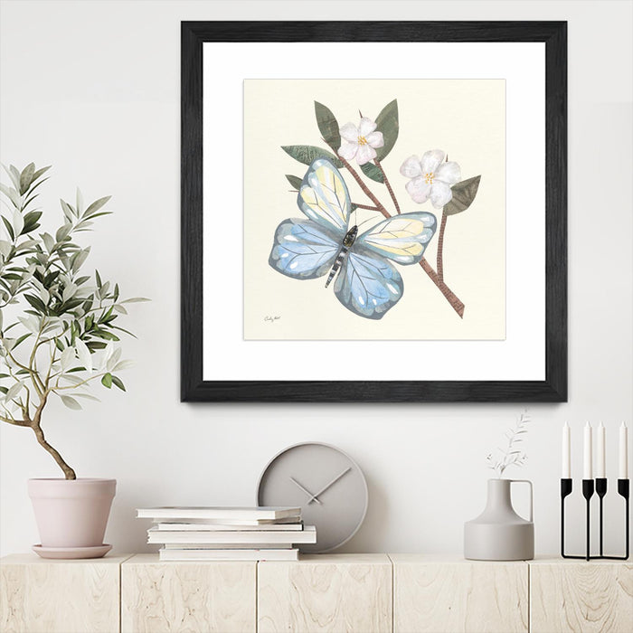 \"In The Garden Butterfly\" Matted and Framed Black 30x30 Wall Art