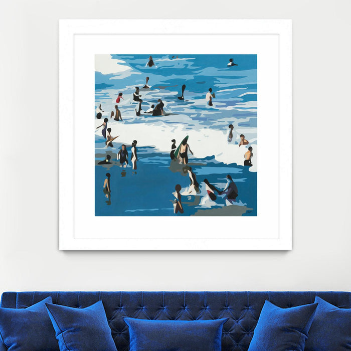 \"Surf's Up\" Matted and Framed White 30x30 Wall Art
