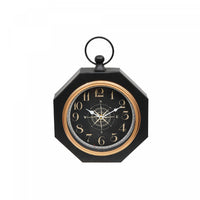 Black Octagon Metal Table Clock