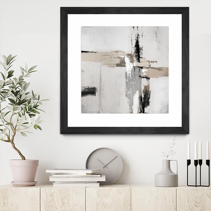 \"Off Edge Ii\" Matted and Framed Black 30x30 Wall Art