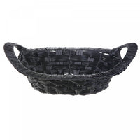 Black Weave Basket with Handle Oval 14 x 11 - Set of 2 Storage