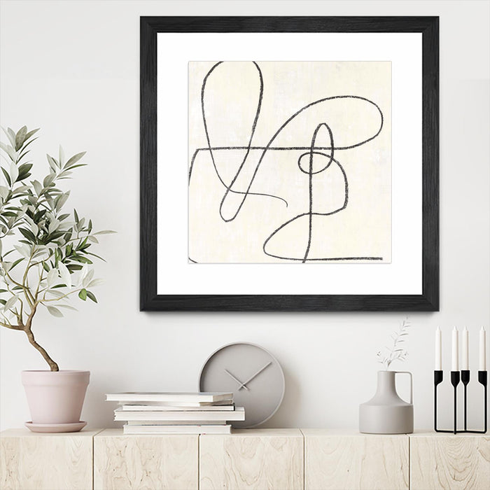 \"Juxtaposing\" Matted and Framed Black 30x30 Wall Art