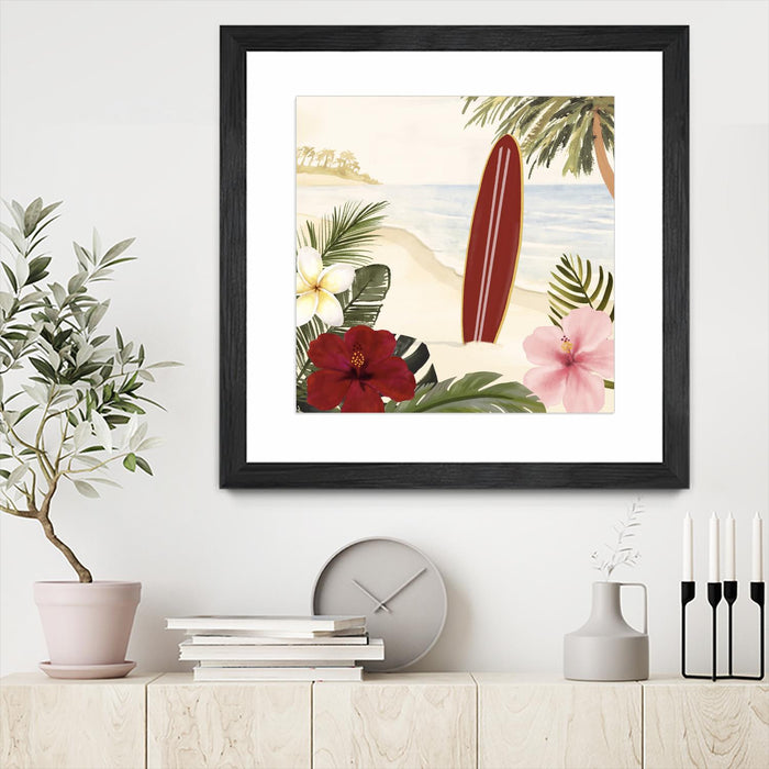 \"Aloha Ii\" Matted and Framed Black 36x36 Wall Art