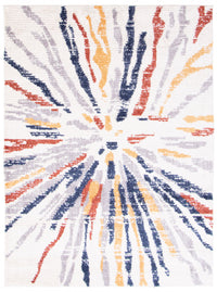 Paloma Sunburst Navy, White Area Rug - 3'11
