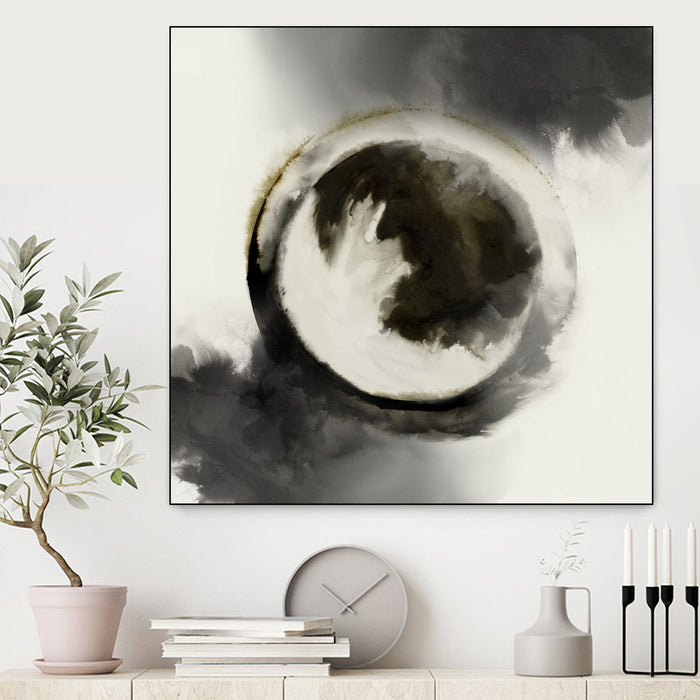 \"Smokey Circumference\" Canvas Framed Black 20x20 Wall Art