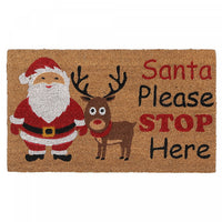 Coir Door Mat Santa Please Stop Here Floormat