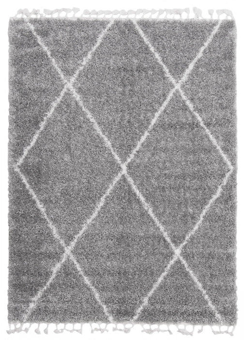 Helma Losange Light Grey Shag 6'7\" X 9'6\" Area Rug