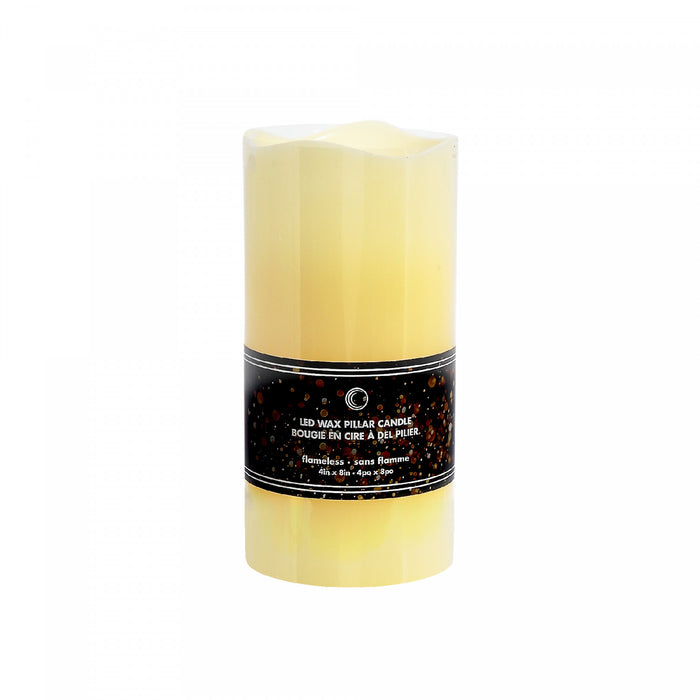 LED Wave Top Unscented Ivory Candle with Timer 4 x 8\" - Set of 2