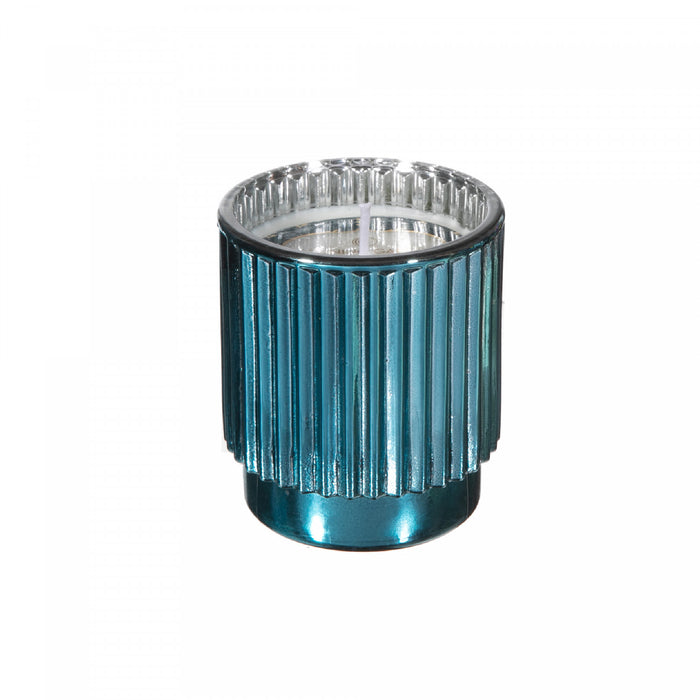 4.6 Oz Ribbed Electroplated Scented Candle Morning Garden - Set of 2
