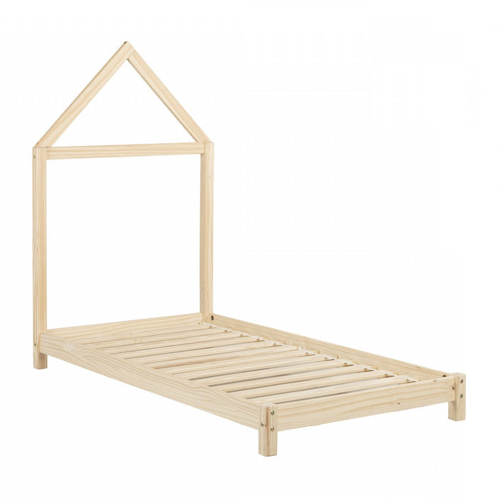Sweedi Twin Bed with House Frame Headboard - Natural 