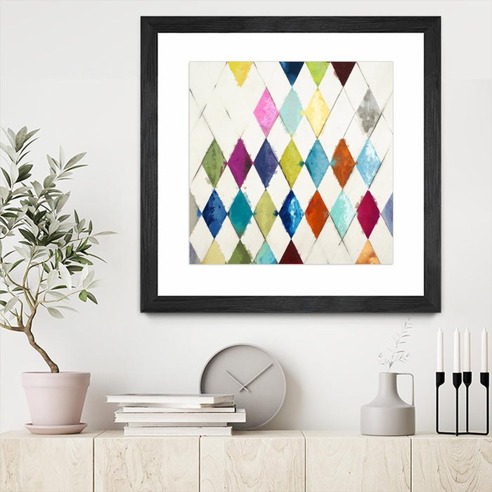 \"Diamonds\" Matted and Framed Black 30x30 Wall Art