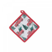 Cotton Potholder Red Truck with Tree - Set of 6 Kitchen Linen