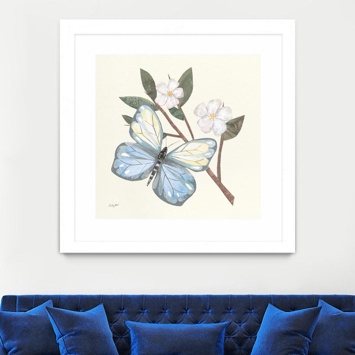 \"In The Garden Butterfly\" Matted and Framed White 36x36 Wall Art