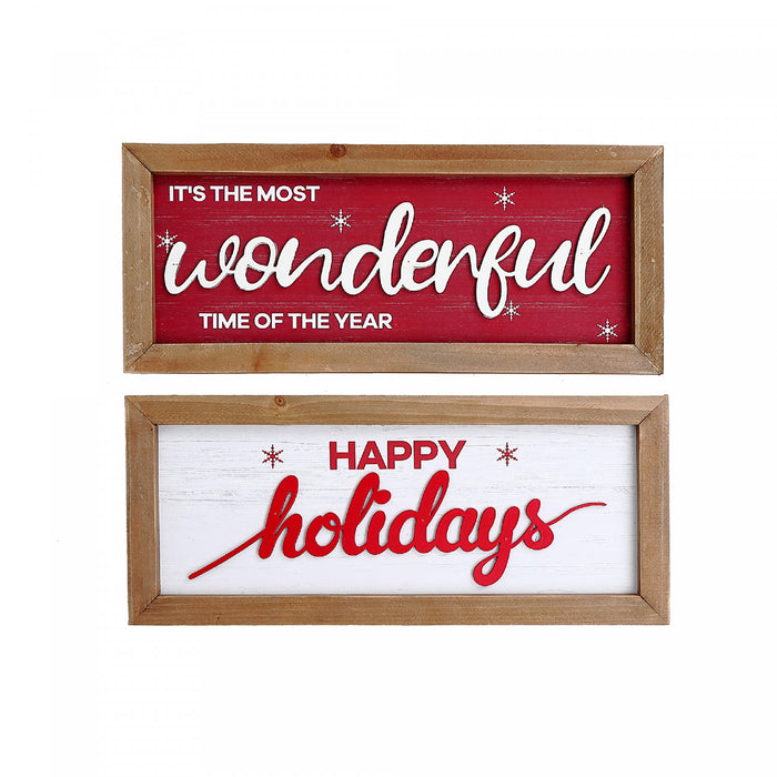 Framed Wood Sign With 3d Text English - Set of 2 Wall Decor