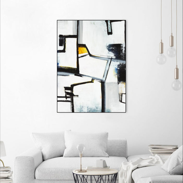 \"The A Line Ii\" Canvas Framed Black 18x24 Wall Art