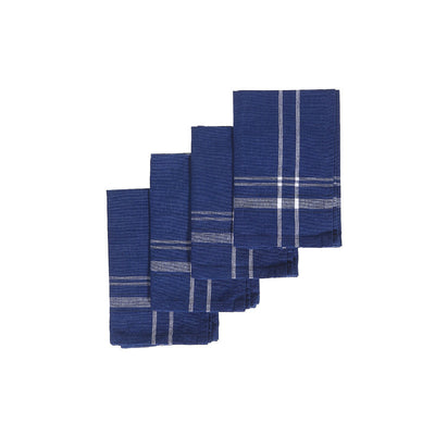 French Border Napkin Set of 4 Navy Blue|Ensemble de 4 serviettes de table bleu marine à bordure française