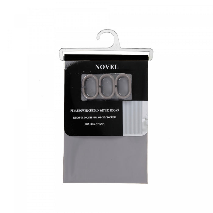 Peva Shower Curtain With 12 C Hooks 71x71 Grey