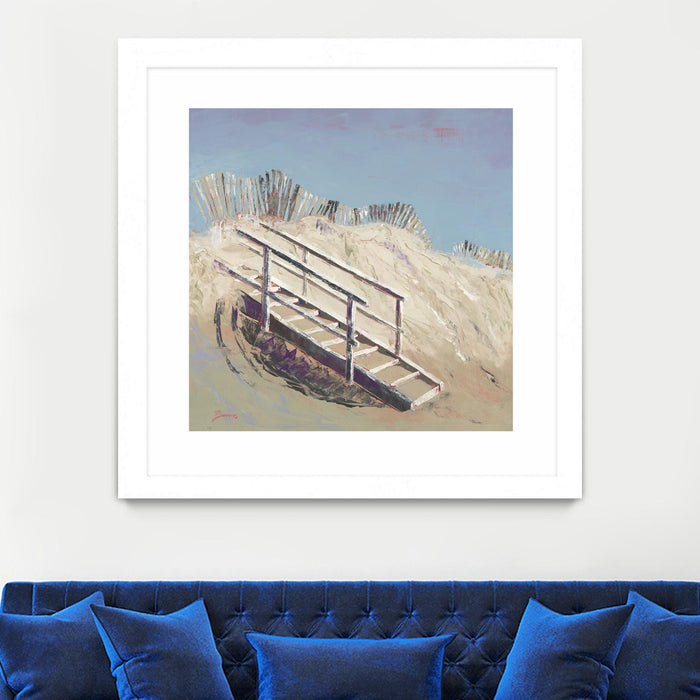 \"Beach Access\" Matted and Framed White 30x30 Wall Art