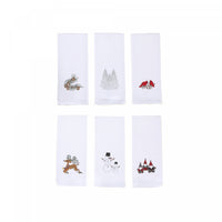 Embroidered White Waffle Kitchen Towel - Set of 6 Kitchen Linen