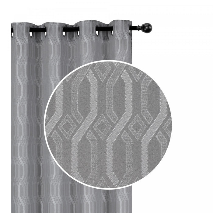 Jacquard Blackout Panel Chain link Silver 84\"- Set of 2
