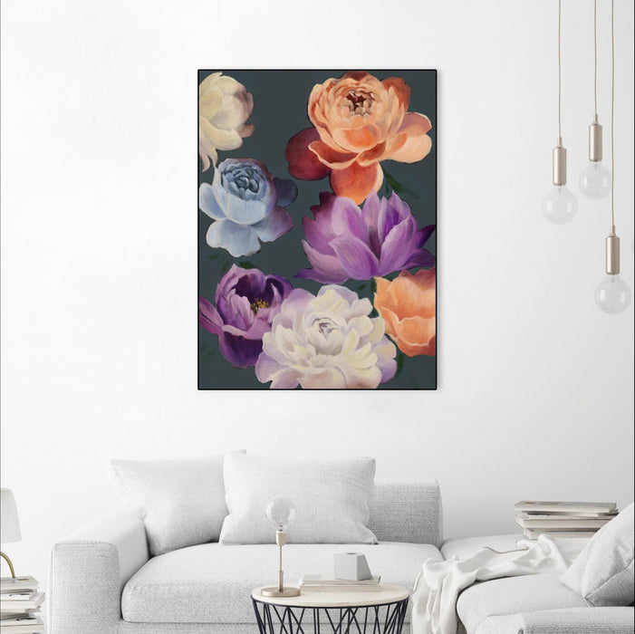 \"November Blooms\" Canvas Framed Black 30x40 Wall Art