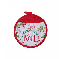 Round Potholder with Noel Wreath - Set of 6