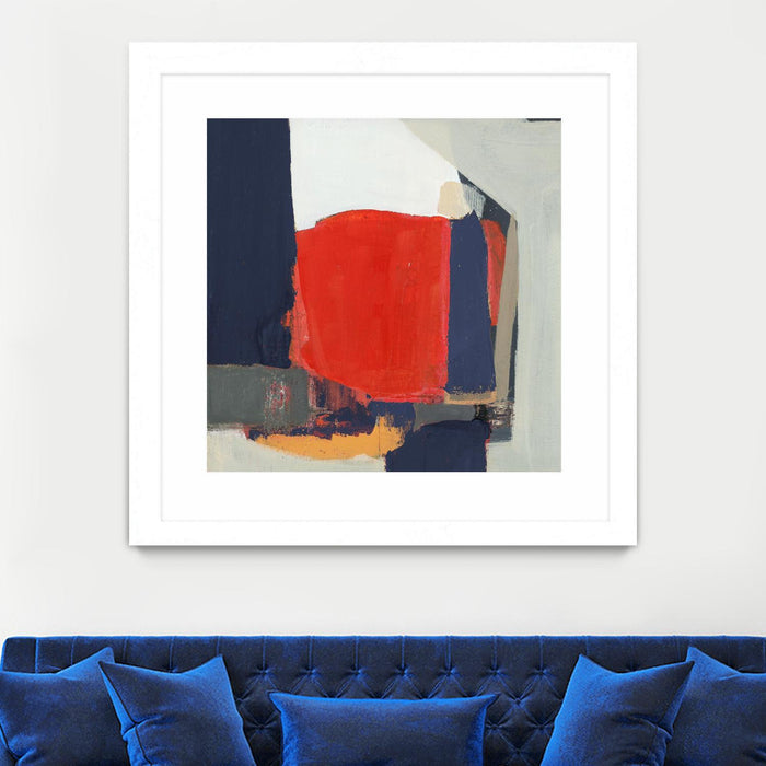 \"Orange Crush V6\" Matted and Framed White 36x36 Wall Art