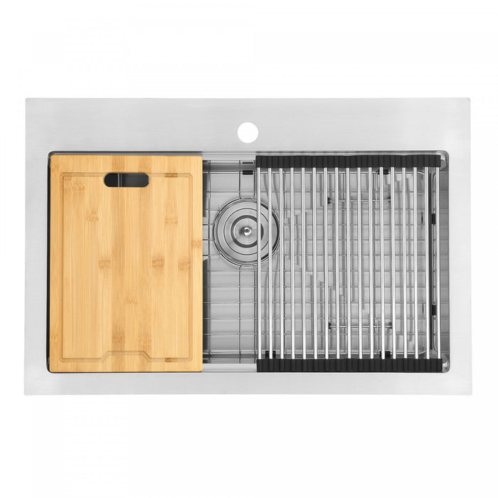 Ancona 30\" Dual Mount Workstation Kitchen Sink - AN-33105