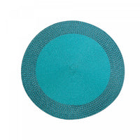 Vinyl Round Placemat with Teal Border - Set of 12