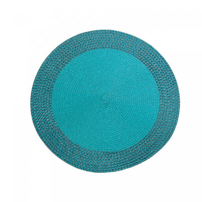 Vinyl Round Placemat with Teal Border - Set of 12|Napperon rond en vinyle avec bordure bleu sarcelle - ensemble de 12