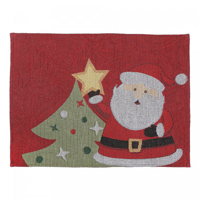 Tapestry Unbacked Placemat Santa Putting Star on Tree - Set of 12|Napperon en tapisserie sans revers orné du père Noël mettant l'étoile sur le sapin - ensemble de 12
