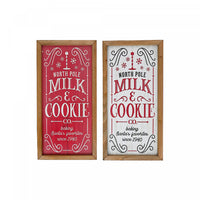 Framed MDF North Pole Milk & Cookie Sign - Set of 2 Wall Decor