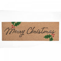 Coir Door Mat Hollies Merry Christmas 16 x 48 Floormat