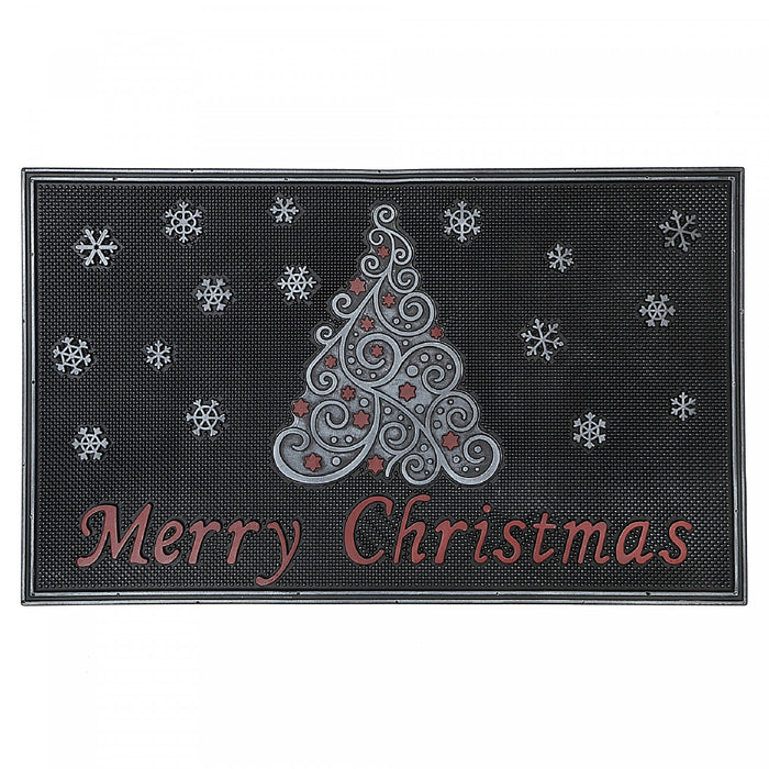 Rubber Single Tree Merry Christmas Floormat