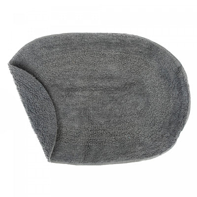 Reversible Cotton Oval Solid Color Bathmat 16 x 24 Grey - Set of 2|Tapis de salle de bain ovale uni gris réversible 16 x 24 en coton - ensemble de 2