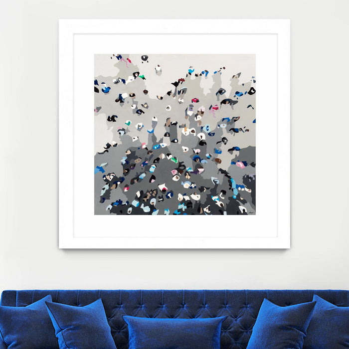 \"Crowd Sourcing\" Matted and Framed White 36x36 Wall Art