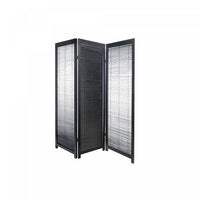 3 Panel Adjustable Wooden Shutter Screen Black