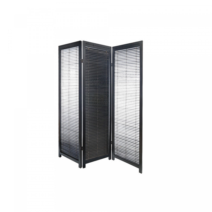 3 Panel Adjustable Wooden Shutter Screen Black