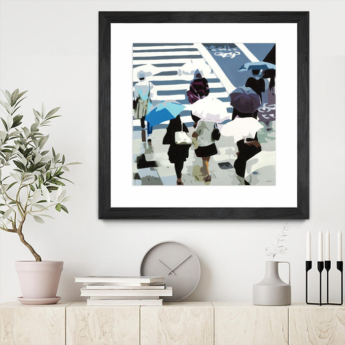 \"April Showers\" Matted and Framed Black 30x30 Wall Art