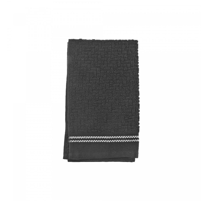Luxury Stitch Hand Towel 16 x 27 Black - Set of 6 Towels