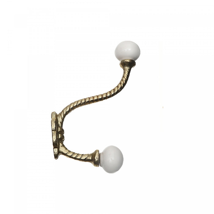 Iron Twist Hook with Ceramic Ivory Knob Gold - Set of 4 Hooks