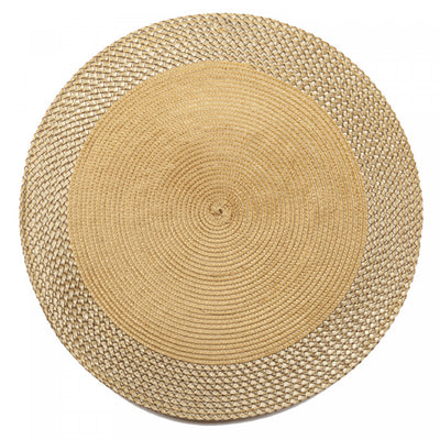 Vinyl Round Placemat with Gold Border - Set of 12|Napperon rond en vinyle avec bordure dorée - ensemble de 12